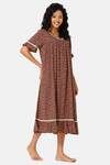 Naiduhall Cotton Mid Length Nightdress - Navy Blue — thumbnail 3